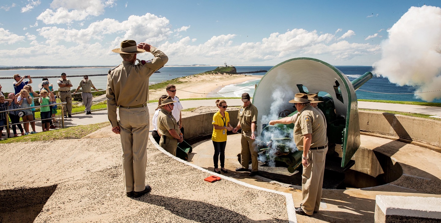 Canon firing at Fort Scratchley Newcastle